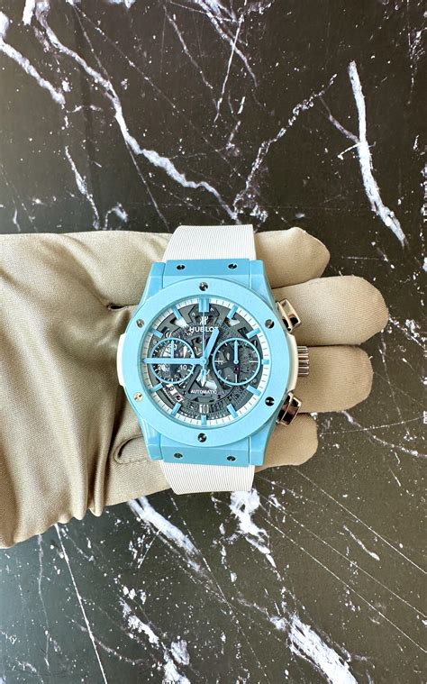 hublot baby blue|Hublot blue face watch.